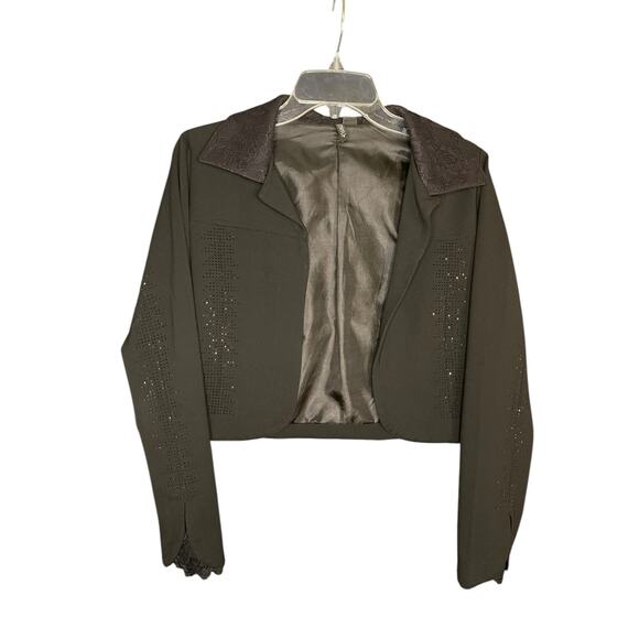 Ethyl Black Jacket/Blazer w/ Sparkles on Front and Lace on Sleeve Size Small - Picture 2 of 11